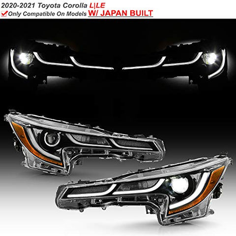 ACANII - For [L | LE Japan Built Model] 2020-2021 Toyota corolla Black LED Projector Headlights Headlamps Set Left+Right