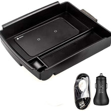 TAPTES Model X S Qi Wireless Phone Charger Center Console Organizer + Fast Charging Charger, Armrest Box Storage Tray Pad Accessories for Tesla Model X and S 2016 2017 2018 2019