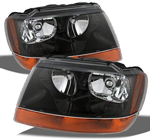 For Jeep Grand Cherokee OE Replacement Black Headlights Driver/Passenger Amber Head Lamps Pair