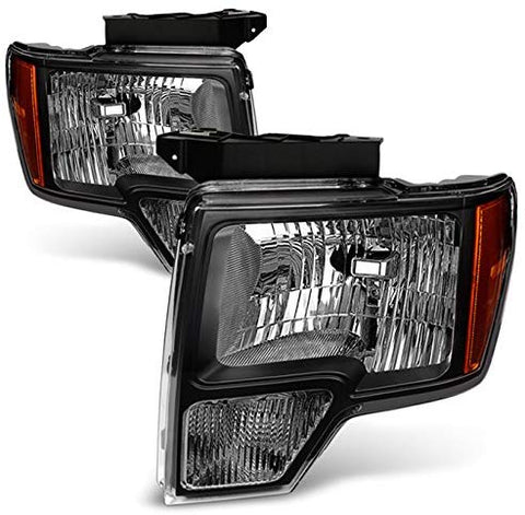 For Black 09-14 Ford F150 F-150 For Non Projector Headlight Model Pickup Truck Headlight Replacement