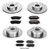 Power Stop K2283 Front and Rear Z23 Carbon Fiber Brake Pads with Drilled & Slotted Brake Rotors Kit