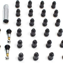 Wheel Accessories Parts Set of 20 Black 1.38" Long Car Lug Nut Closed End Bulge Acorn Spline Lug Nuts Cone Seat Locking with Key (M12x1.50 with Valve Stems)
