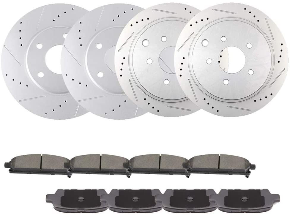 Front Rear Drilled Slotted Brake Rotors Ceramic Pads ZENITHIKE fit for 2004-2009 2011-2017 for Nissan Quest