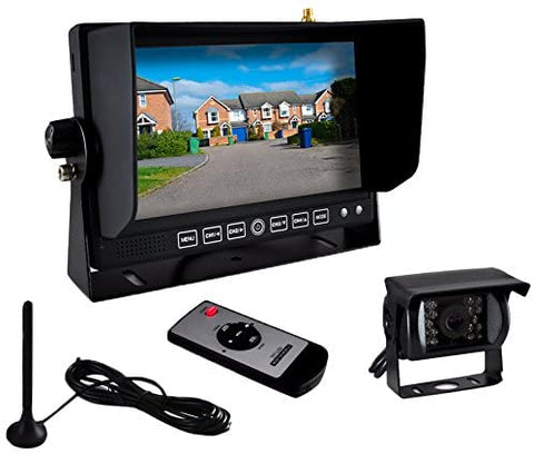 Pyle Wireless 2.4G Mobile Video Surveillance System - Weatherproof and Night Vision Rearview Backup Camera and 7” Monitor or Trucks, Trailers, Vans, Buses, and Vehicles