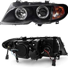 For 2002-2005 BMW E46 3-Series 4 Doors Sedan Black Halo Ring LED Projector Headlights w/Built In Corner Left+Right Side