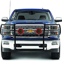 Black Horse Off Road 17GT27MA-PLR Black Grille Guard Kit with 7" Red LED Lights Compatible with 2014 2018 Chevrolet Silverado 1500