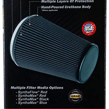 Airaid 722-431 Universal Clamp-On Air Filter: Oval Tapered; 3 in (76 mm) Flange ID; 5 in (127 mm) Height; 8.5 in x 5.25 in (216 mm x 133 mm) Base; 6 in x 3.75 in (152 mm x95 mm) Top