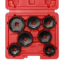 EMENTOL 7PCS 3/8" Drive Low Profile Oil Filter Socket, CR-V, Oil Filter Cap Remover and Installer Tool Set-24mm, 25mm, 27mm, 28mm, 29mm, 32mm, 36mm, Oil Filter Cap Wrench Tool Kit