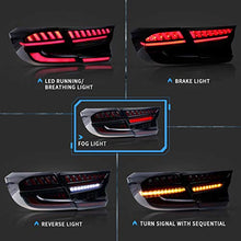 VLAND Led Tail Lights Compatible with Honda Accord 10th Gen 2018-2020 Rear Lamps w/ Scanning Dynamic Animation Breathing DRL, w/Sequential, Smoked/Tinted, Pair 4Pcs