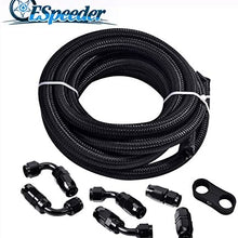 ESPEEDER 8AN Fuel Line Rubber Hose Kit, 1/2 Stainless Steel Nylon Braided Fuel Gas Line 10Ft with 6Pcs Hose Fitting Connectors and Hose Separator