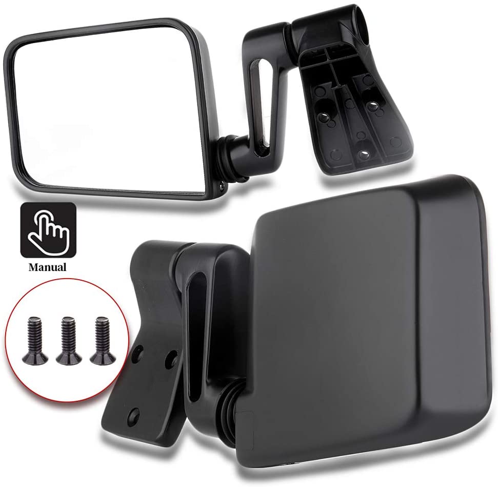 ECCPP Texture Side View Mirror Black Pair Side Mirror Replacement fit for 1987-2002 Jeep Wrangler (exclude 1996) with Manual Folding