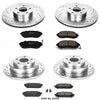 Power Stop K2376 Front and Rear Z23 Carbon Fiber Brake Pads with Drilled & Slotted Brake Rotors Kit