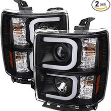 Carpart4u - LED Tube DRL Headlights for Chevy Silverado 1500 14-15 - Black/Clear Lens