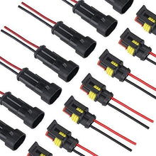 Bordan 2 Pin Way Car Waterproof Electrical Connector Wire Harness 20-16 AWG Marine Pack of 10