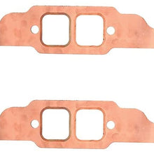 Duokon 2pcs Exhaust Gaskets, Square Port Copper Header Exhaust Gaskets Reusable Fit for SBC 327 305 350 383