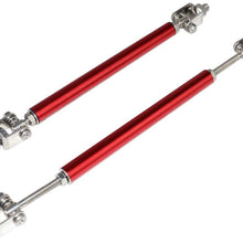 IKON MOTORSPORTS Adjustable Universal Fit Most Vehicles Front Bumper Lip Splitter Diffuser Strut Rod Tie Support Bars 2PCS Red