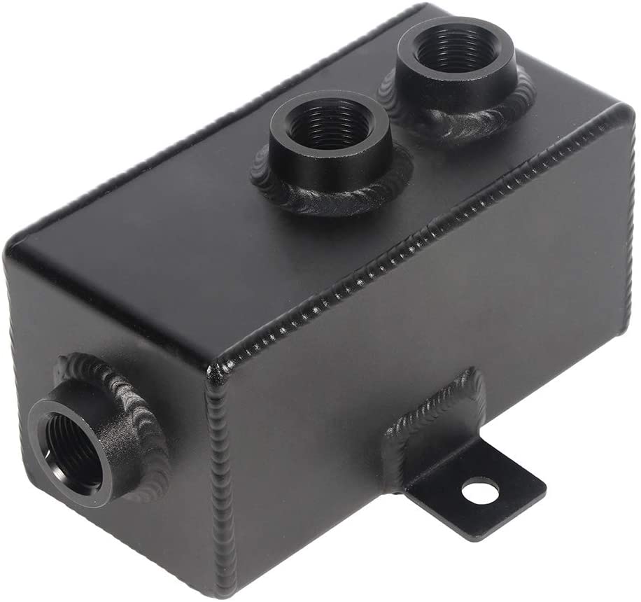 FEIPARTS Billet Aluminum 1000ml Oil Catch Can Reservoir Black fit Acura Honda Baffled Engine Air Oil Separator Tank Kit with Breather