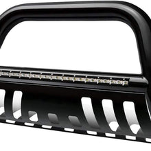 AUTOSAVER88 Bull Bar with LED Light Bar Compatible for 09-18 Dodge RAM 1500/2019-2021 RAM 1500 Classic(Exl Rebel Sport) 3" Tubing Front Grille Brush Push Bumper Guard Include Skid Plate Light Mount