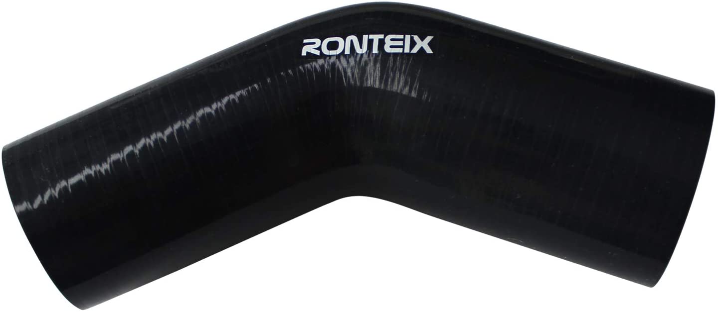 Ronteix Universal 45 Degree ID 3.5 Inch To 3 Inch 4-Ply Elbow Reducer Silicone Hose Coupler(89mm-76mm)