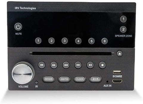 iRV Technology IRV31 Am/FM/CD/DVD Rv Radio Stereo 2 Zones Wallmount Receiver 2.1 Channels Surround, 5