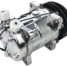 ACTECmax Universal A/C Compressor with Black 2PK Clutch SD 508 5H14 R134A Chrome Compressor