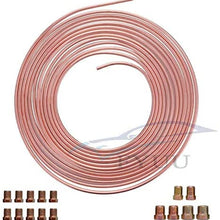 1 Roll 25 Ft 300 Inch Copper Nickel Car Household Braking Lines Tubing with 16 Pieces SAE Flare Nuts 3/16 Inch Tubing Diameter Leak and Vibration Resistance Easy to Bend Anti-rust