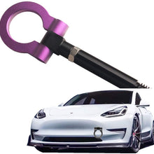 DEWHEL JDM Aluminum Track Racing Front Rear Bumper Car Accessories Auto Trailer Ring Eye Towing Tow Hook Kit Screw On for Tesla Model 3 (Silver)