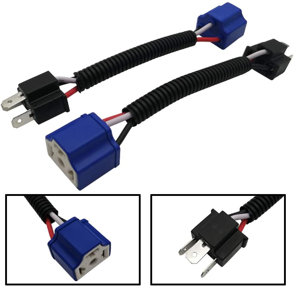 Audak 2Pcs H4 9003 HB2 Heavy Duty Ceramic Wiring Harness Sockets Male & Female Connector For Headlights or Fog Lights