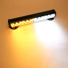 LE-JX Amber/White Wireless Battery Traffic Advisor Emergency Lights Bar Beacon Led Strobe Warning Light Roof Top Hazard Flash with Magnetic Base Mount and 12V Rechargeable Plug (Yellow/White, 12 LEDs)