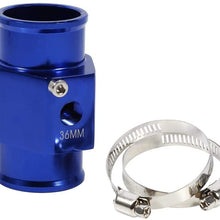 Hlyjoon Blue 36mm/14.17“ Water Temperature Sensor Adapter Aluminum Water Temp Gauge Joint Pipe Fit for 1/8 NPT Threaded Sensor Radiator Hose Adaptor