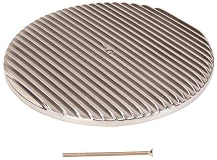 14 Inch Round Finned Air Cleaner Top Lid, Polished Aluminum