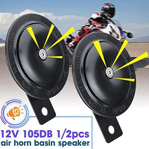 LIUWEI Car Horn 12V 105DB Universal Motorcycle Electric Horn Kit 12V 1.5A 105db Waterproof Round Loud Horn Speakers for Scooter Moped Dirt Bike (Color : 2 PCS)