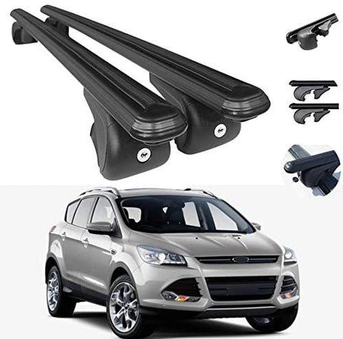 Roof Rack Cross Bars Lockable Luggage Carrier Fits Ford Escape 2013-2019 | Aluminum Black Cargo Carrier Rooftop Luggage Bars 2 PCS