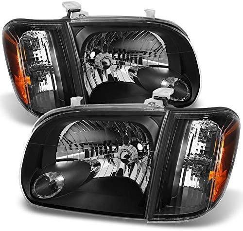 For 2005 2006 Toyota Tundra Double | Crew Cab Black Headlights W/Corner Lights Left + Right Side Pair