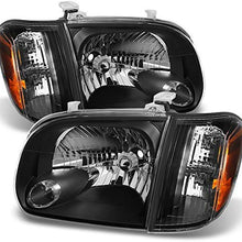 For 2005 2006 Toyota Tundra Double | Crew Cab Black Headlights W/Corner Lights Left + Right Side Pair