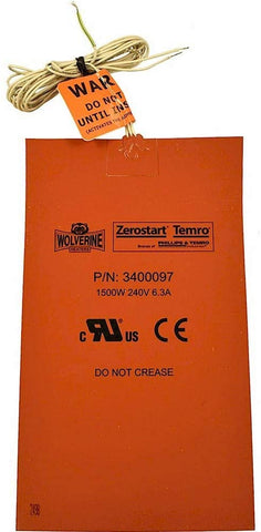 Zerostart 3400107 Silicone Pad Heater Engine Oil, Transmission Fluid, Reservoir and Hydraulic Fluid Heater, 8½