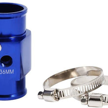 Hlyjoon Blue 36mm/14.17“ Water Temperature Sensor Adapter Aluminum Water Temp Gauge Joint Pipe Fit for 1/8 NPT Threaded Sensor Radiator Hose Adaptor