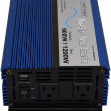 AIMS Power 600 Watt 12 VDC Pure Sine Car Power Inverter with Cables USB Port