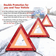 MYSBIKER Emergency Warning Triangles, Roadside Safety Triangle, 3 Pack Foldable Warning Reflective Triangle with Case for Vehicles Breakdown