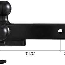 Towever 84181 Class 3/4 Trailer Hitch Tri Ball Mount with Hook (Black, Hollow Shank), for Pickup Truck Tow Hitch Receiver