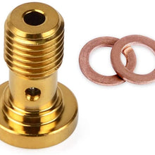 Nuts & Bolts - Banjo Bolt M10x1.0 Pitch For Brake Hose Line Stainless Steel Single Banjo Brake Bolts Fitting Adapter Universal for Motorcycles (Blue)