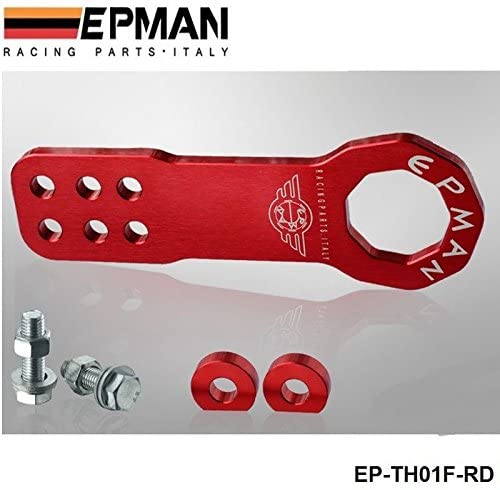 EPMAN Universal All Model Car Trailer Hook Aluminum Tow hook Towing Racing Front (Red)