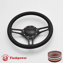 Flashpower 14'' Billet Troika Full Wrap 9 Bolts Steering Wheel with 2'' Dish and Horn Button (Black)