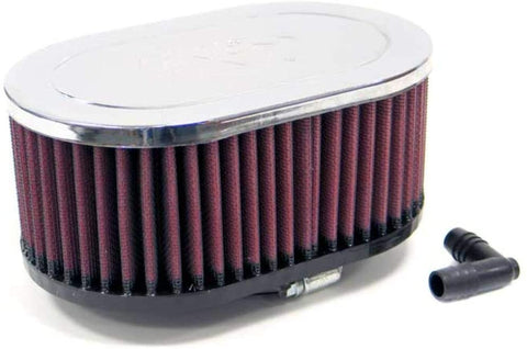 K&N Universal Clamp-On Air Filter: High Performance, Premium, Washable, Replacement Engine Filter: Flange Diameter: 2.5625 In, Filter Height: 3 In, Flange Length: 0.875 In, Shape: Oval, RA-077V