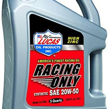 Lucas Oil Products LUC10616 Synthetic Racing Oil20w50-5 Quart Bottle, 160. Fluid_Ounces