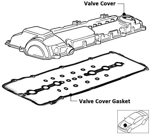 ECCPP for BMW Engine Valve Cover Gasket Set Grommets for E60 E85 X3 Z4 X5 330i 330xi 330Ci 325xi 325Ci E46 E39 E83 E53 325i 525i for BMW Valve Cover Gasket Kit 02-06