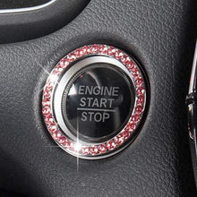 Personality Car Interior Emblem Crystal Ring Sticker,Automotive Parts Start Engine Ignition Button Key & Knobs Key Ignition & Knob Bling Ring, Car Glam Interior Accessory, Unique Women Gift（Silver）