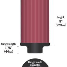 K&N Universal Clamp-On Air Filter: High Performance, Premium, Washable, Replacement Filter: Flange Diameter: 4 In, Filter Height: 9 In, Flange Length: 1.75 In, Shape: Round Tapered, RE-0870