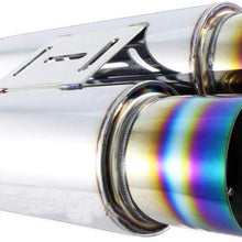 S SIZVER Weld-On Muffler Series 3.5" Dual Flat Rainbow Tip T-304 Weld On Exhaust Muffler 2.5" Inlet Universal 3