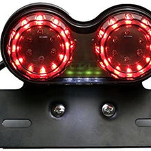 Cara 40W 40-LED Motorcycle Tail Light Integrated Running Brake Stop Light Turn Signals Lamp Black with License Plate Bracket for Harley Honda Yamaha Suzuki Kawasaki